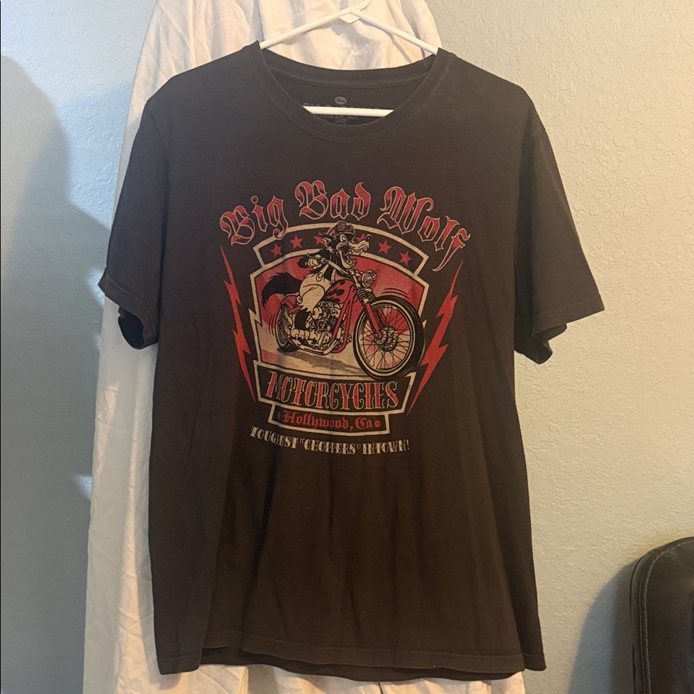 Lucky Brand Big Bad Wolf Motorcycle Tee - Black and Red